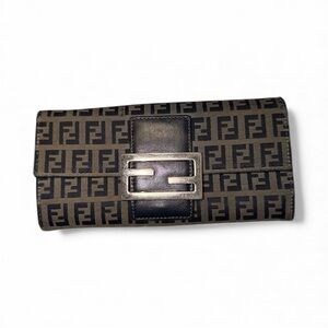 Authentic Fendi Black and Brown Monogram Wallet